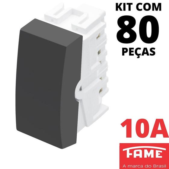 Imagem de 80un Módulo Interruptor Paralelo Three Way 10A Habitat Black FAME