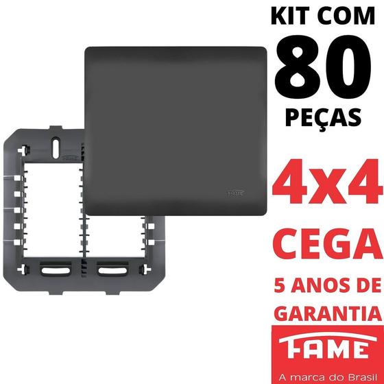 Imagem de 80un Placa 4X4 Cega Com Suporte Habitat Black FAME