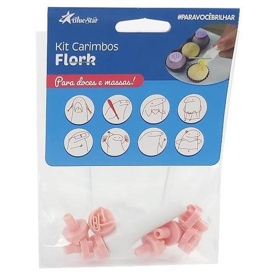 Imagem de 8Pçs Kit Carimbos Flork 1,5Cm Rosa Bluestar, Carimbo