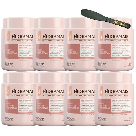 Imagem de 8UN Creme De Massagem hipoalergênico 1KG Hidramais+Espàtula