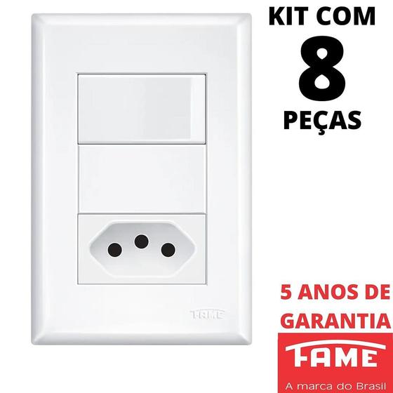Imagem de 8un Interruptor Simples 16A e Tomada Padrão 2P+T 20A Com Placa Evidence FAME