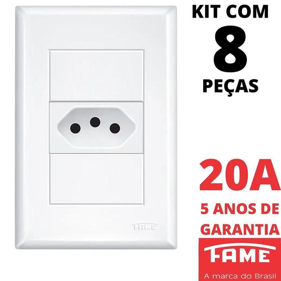 Imagem de 8un Tomada Padrão 2P+T 20A Com Placa Evidence FAME