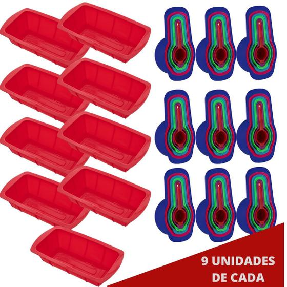 Imagem de 9 Kit Forma Silicone P Pães Sortida + Colher Medidora 6 Pçs