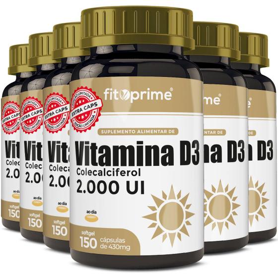 Imagem de 9 Potes Vitamina D3 2000UI Colecalciferol Extra 150 Cápsulas Fitoprime