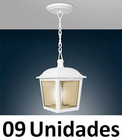 9 Un Luminária Pendente Colonial Beirado Injetado Externo Branco Ac991 Menor preço em 9 Un Luminária Pendente Colonial Beirado Injetado Externo Branco Ac991