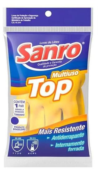 Imagem de 9 x Luva de Borracha Amarela Top Tamanho P Sanro