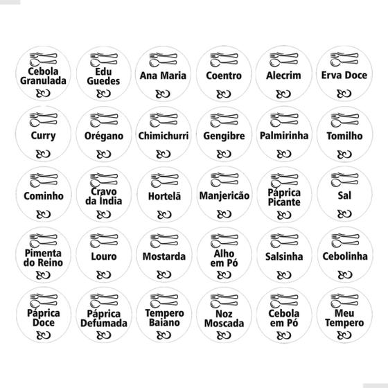 Imagem de 90 Etiquetas Para Temperos Adesivo Talheres Transparente 3x3
