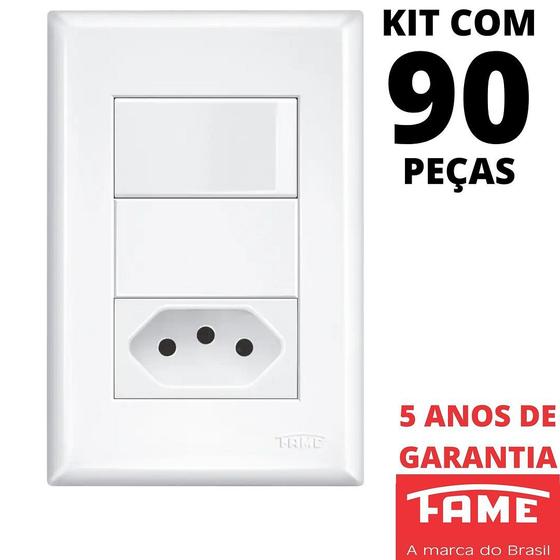 Imagem de 90un Interruptor Paralelo Three Way 16A e Tomada Padrão 2P+T 10A Com Placa Evidence FAME