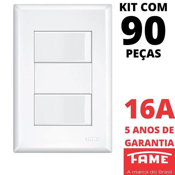 Imagem de 90un Interruptor Simples 2 Teclas 16A Com Placa 4x2 Evidence FAME