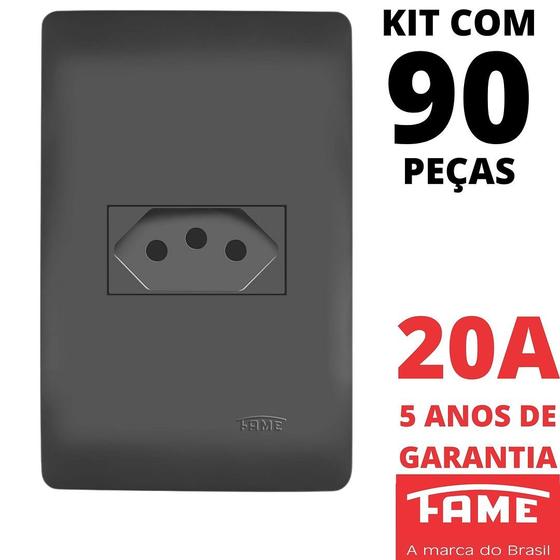 Imagem de 90un Tomada Padrão 2P+T 20A Com Placa Habitat Black FAME