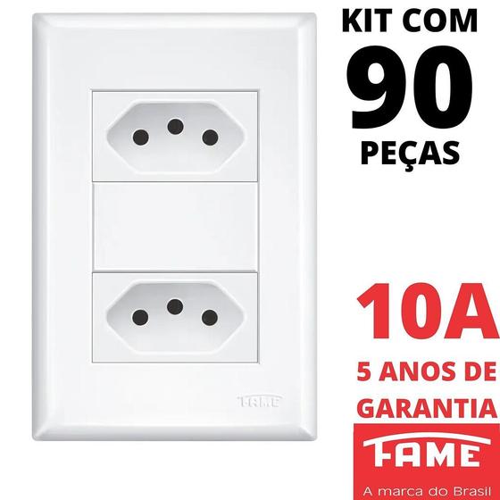 Imagem de 90un Tomada Padrão Dupla 2P+T 10A Com Placa Evidence FAME