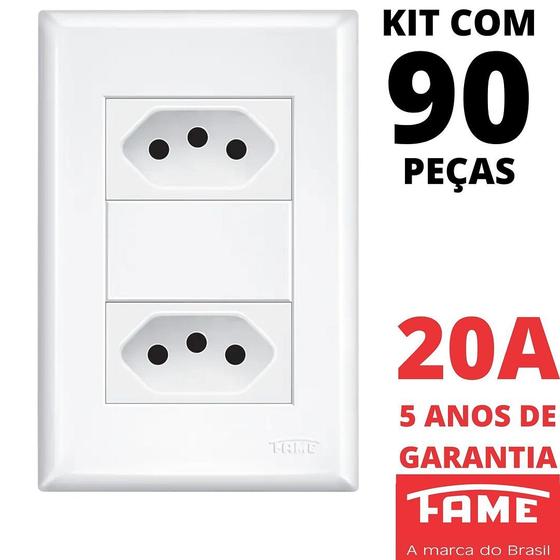 Imagem de 90un Tomada Padrão Dupla 2P+T 20A Com Placa Evidence FAME