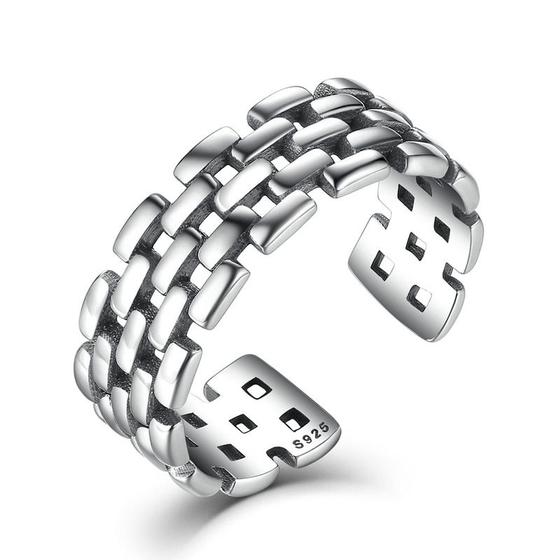 Imagem de 925 Sterling Silver Watch Chain Padrões de Dedo Anéis de Banda Ajustáveis Mulheres & Homem Joias Finas Ring Padrãoring Womenfine Joias