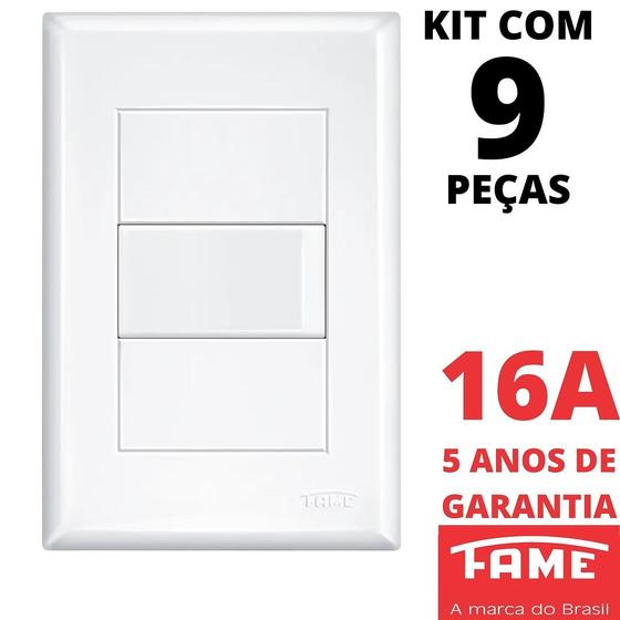 Imagem de 9un Interruptor Bipolar Paralelo Three Way 16A Com Placa Evidence FAME