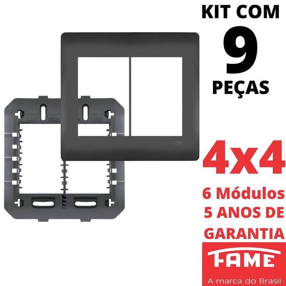 Imagem de 9un Placa 4X4 06 Módulos Com Suporte Habitat Black FAME