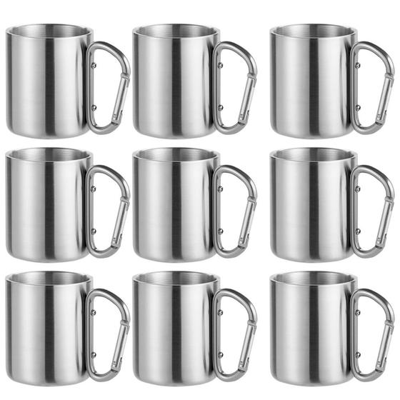 Imagem de 9x Caneca com Mosquetão Inox 220ml Sortido - Ke Home