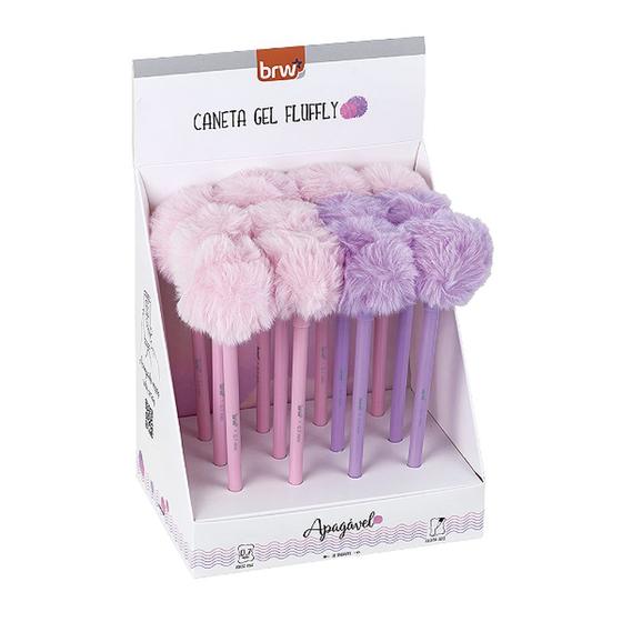 Imagem de A caneta esferográfica gel apagável 0.7mm Pompom da marca BRW - 1 Unidade - Cores Lilas e Rosa