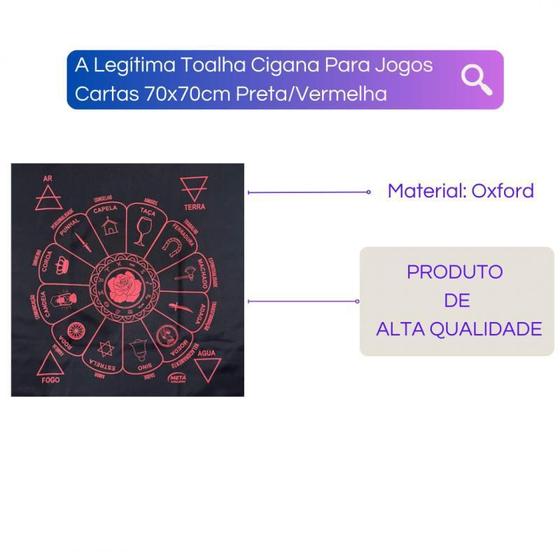 Imagem de A Legítima Toalha Cigana Para Jogos Cartas 70X70Cm Preta/Ver