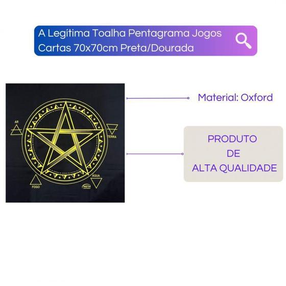 Imagem de A Legítima Toalha Pentagrama Jogos Cartas 70X70Cm Preta/Dour