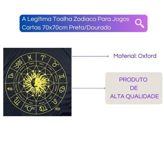 Imagem de A Legítima Toalha Zodiaco Para Jogos Cartas 70X70Cm Preta/Do