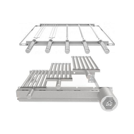 Imagem de A3 Grill Ajustável - Motor Giratório para 5 Espetos + Suporte Ajustável + 3 Grelhas Argentinas