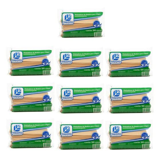 Imagem de Abaixador De Língua Theoto Pacote com 100 Unidades Kit com 10 Pacotes