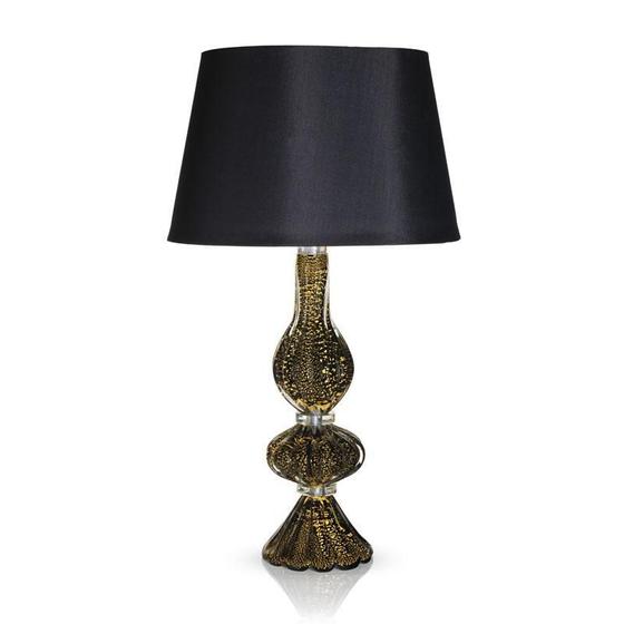 Imagem de Abajour Em Cristal Murano Preto E Ouro 24K São Marcos 43Cm