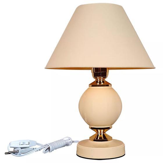 Imagem de Abajur Bege e Dourado Bivolt: Decoração Sofisticada para Quarto, Sala e Mesa de Cabeceira