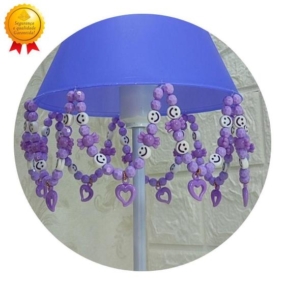Imagem de Abajur Com Pingente Quarto De Menina Coração Roxo Decoração