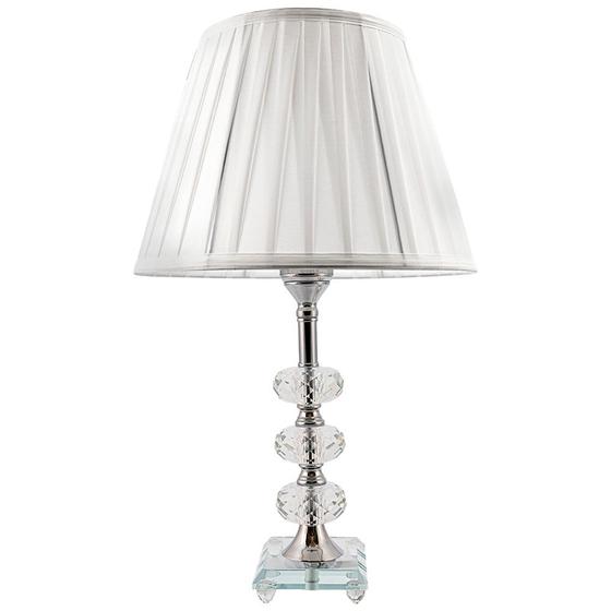 Imagem de Abajur Cristal Mesa de Cabeceira Sala Quarto Decoração Interruptor Com Cúpula Branca 47cm Ref. 511