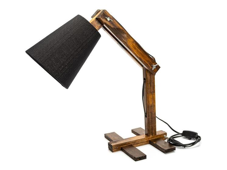 Abajur De Madeira Preto Luminária De Mesa Articulada Menor preço em Abajur De Madeira Preto Luminária De Mesa Articulada