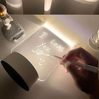 Imagem de Abajur de Mesa Luminária Led 3D Usb com Tela pra Escrever Decoração Quarto Sala Presente