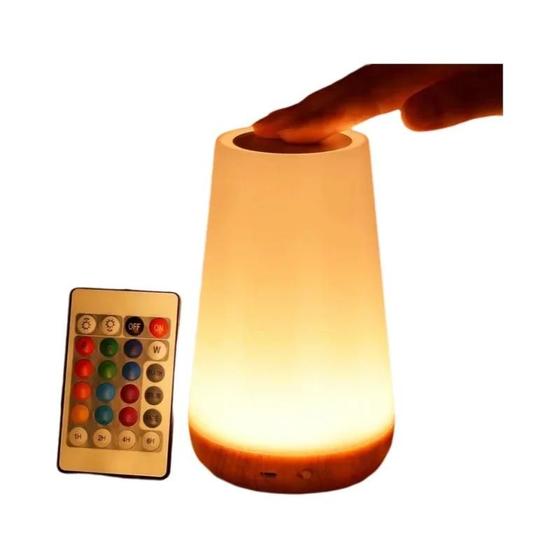 Imagem de Abajur de Mesa RGB com Controle Remoto e Touch - Recarregável via USB