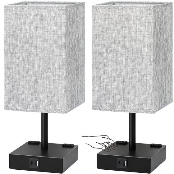 Imagem de Abajur de Mesa Soilsiu com 2 Portas USB - Conjunto para Cabeceira