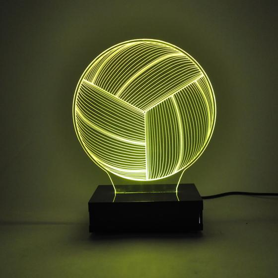 Imagem de Abajur e Luminária Bola de Vôlei de Acrílico Com LED Amarelo