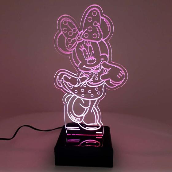 Imagem de Abajur e Luminária Minnie de Acrílico com LED Rosa