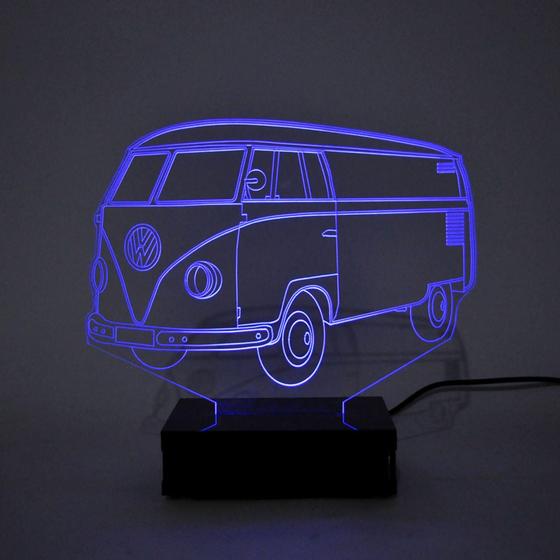 Imagem de Abajur e Luminária Perua Kombi de Acrílico Com LED Azul - Universo Acrílico