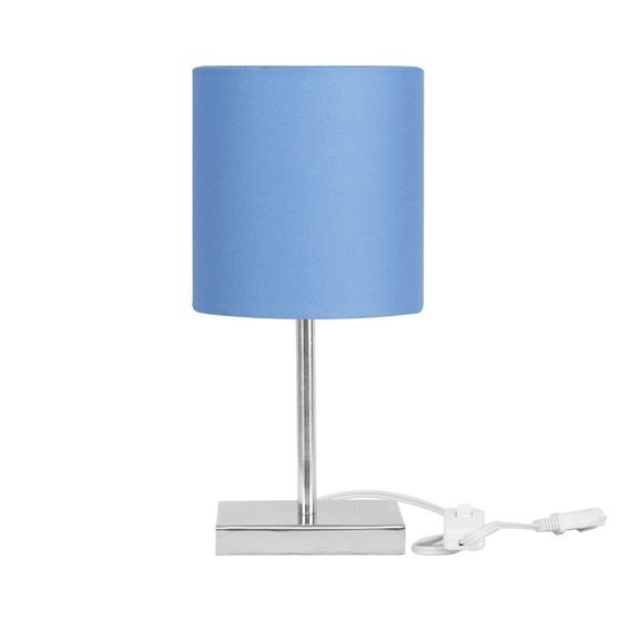 Imagem de Abajur Eros Cilindrico Azul Com Base Quadrada De Inox
