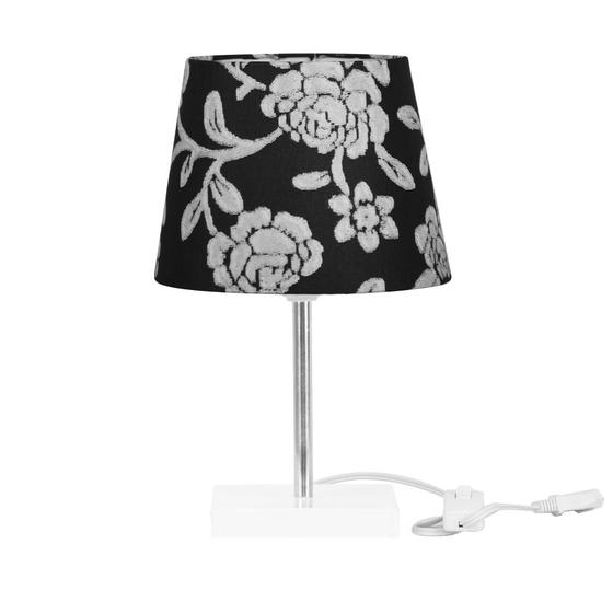 Imagem de Abajur Eros Dome Floral Prata 032 com Base Branca Quadrada