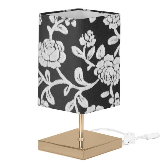 Imagem de Abajur Eros Quad Floral Prata Quadrada New Cobre