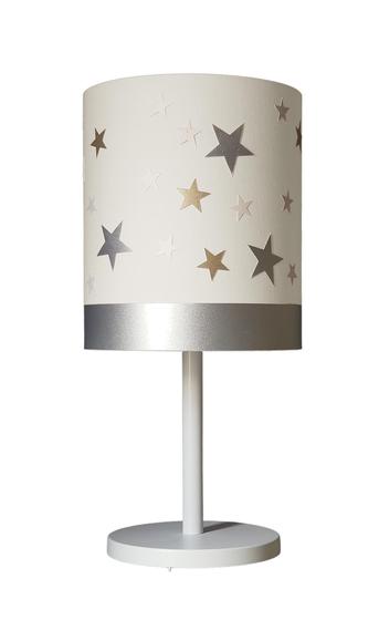 Imagem de Abajur Infantil Estrelas Base Branca Rosa 20X43 Bivolt