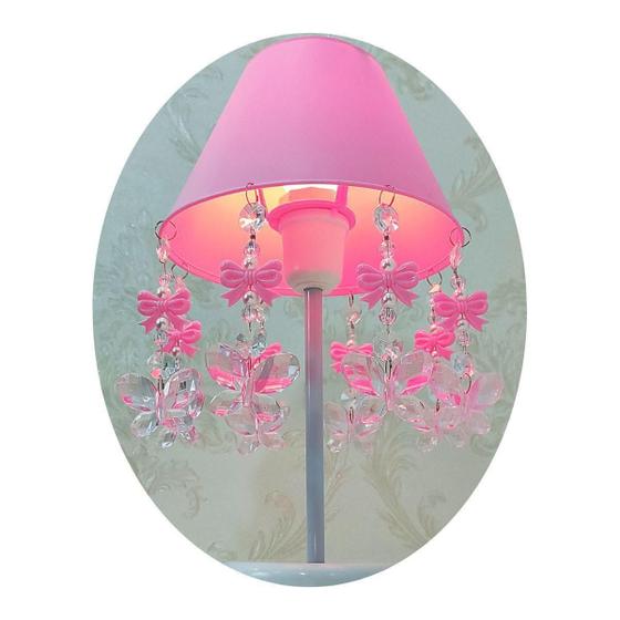 Imagem de Abajur Infantil Luminária Decoração De Menina Laços Rosa