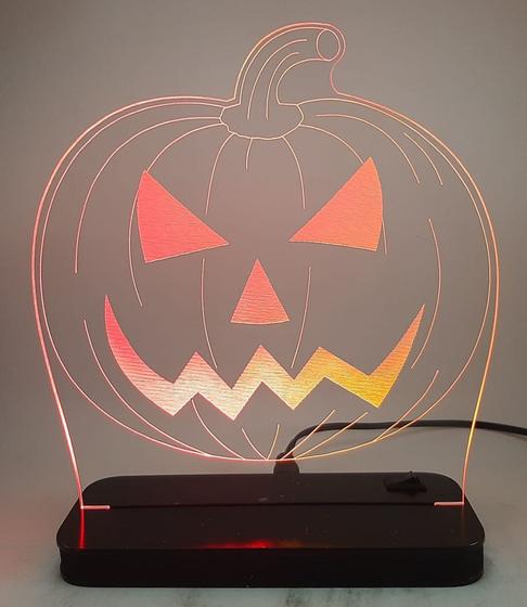 Imagem de Abajur Lanterna Luminária em Acrílico com Led Halloween - Abóbora - Decoração