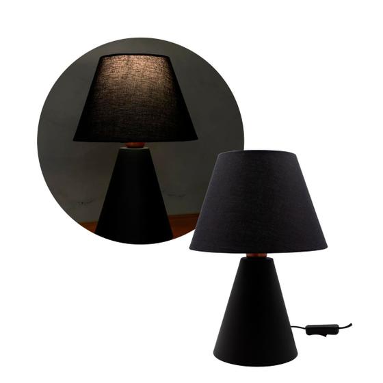 Imagem de Abajur luminaria Clássico Base Aluminio Com Cúpula Tecido Algodão