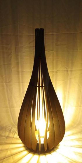 Imagem de Abajur Luminária De Chão Madeira Grande Luxo Design Gota Marrom 70 Cm