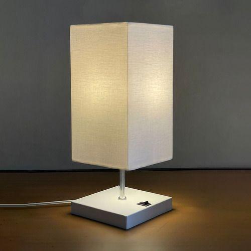 Imagem de Abajur luminária de Mesa Clássico Quadrado Com Interruptor e Cúpula Decoração Casa e Sala, Quarto e Cabeceira Cama, Escritório estudar