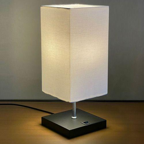 Imagem de Abajur luminária de Mesa Clássico Quadrado Com Interruptor e Cúpula Decoração Casa e Sala, Quarto e Cabeceira Cama, Escritório estudar