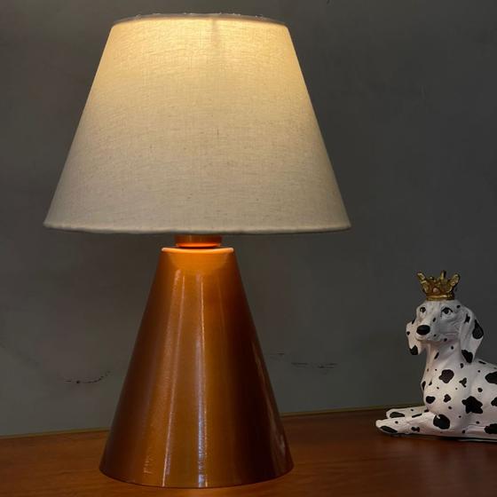 Imagem de Abajur luminária de Mesa Cone Cobre Com Cúpula Decoração Casa e Sala, Quarto Cabeceira de Cama, Escritório leitura