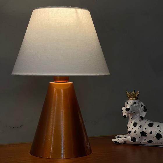 Imagem de Abajur luminária de Mesa Cone Cobre Com Cúpula Decoração Casa e Sala, Quarto Cabeceira de Cama, Escritório leitura
