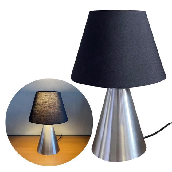 Imagem de Abajur luminária de Mesa Cone Escovado Com Cúpula Para Sala, Quarto, Cabeceira de Cama, Escritório, Casa